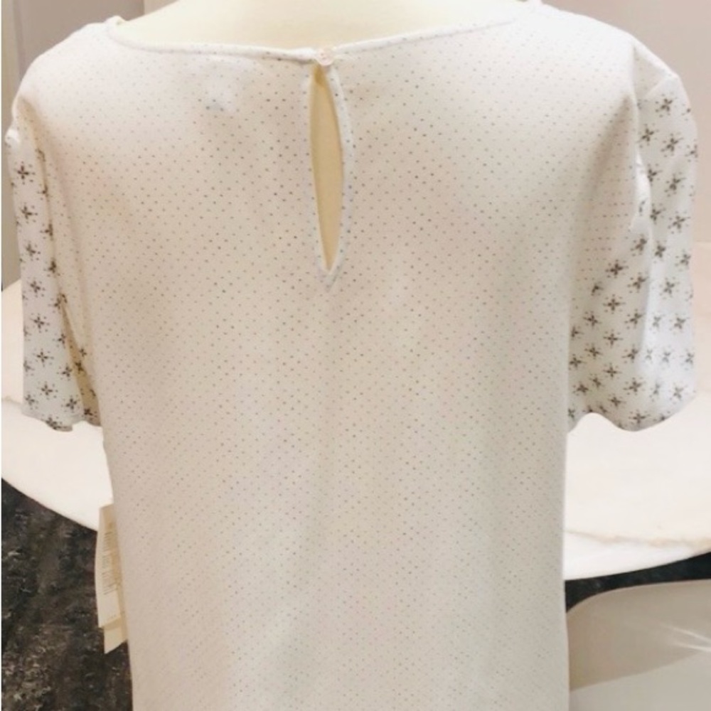 Soft JOIE Hanneli Porcelain Bronze Dot Rayon Top Large NWT - Picture 6 of 14
